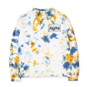 Aries Peace & Love Multicolor Tie Dye Long Sleeve Tee T-Shirt